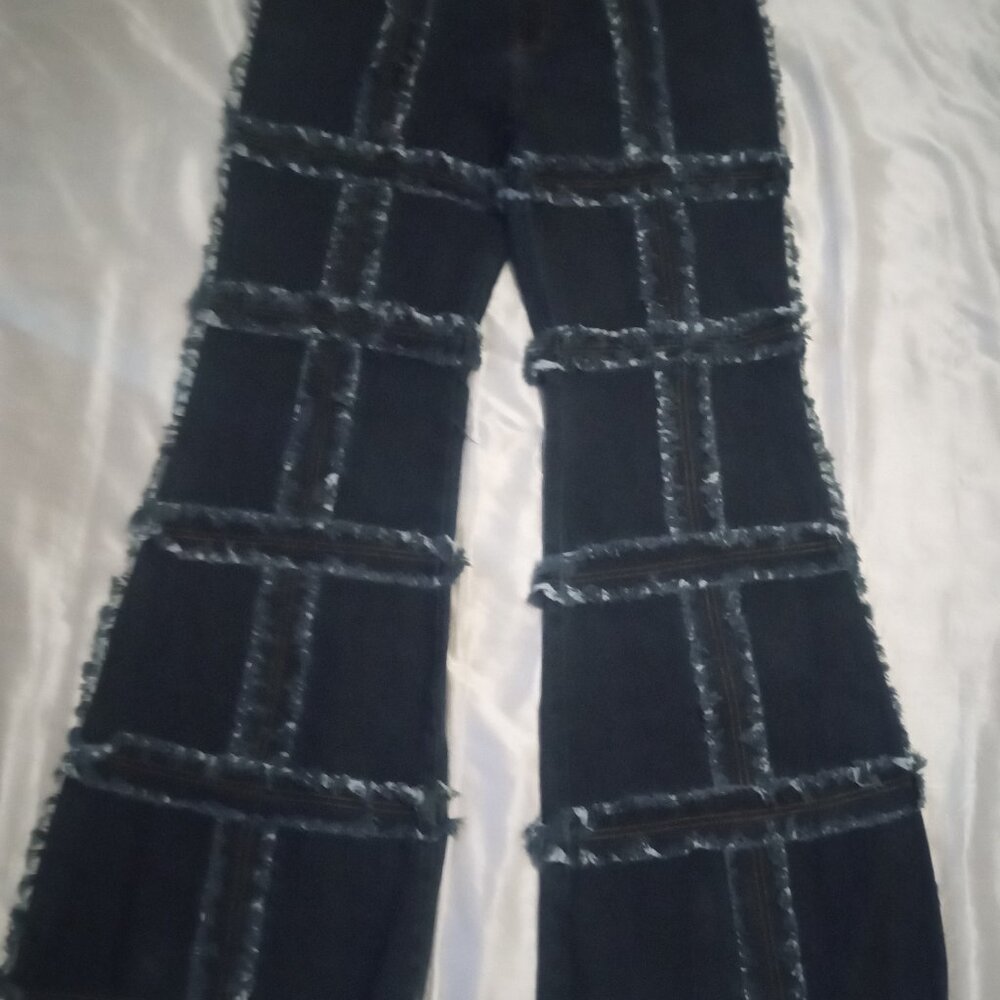a d women's blue jeans size 2X thread ruffles